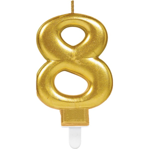 Verjaardag Kaars 8 jaar- Goud 7.5 cm Verjaardag Kaars 8 jaar- Goud 7.5 cm